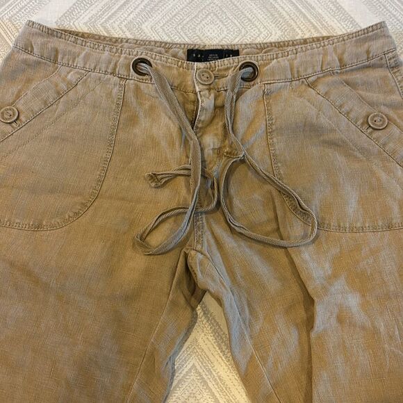 Sanctuary Clothing Women’s Tan Linen Cargo-Like Tie Waist Pants - Size 28 - Picture 3 of 7